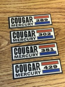COUGAR Fender Emblems for COUGAR 289, 302, 347, 351, 390, 428, 429, GT, BOSS, XR7, XR7G, ELIMINATOR, COBRA JET, Cougar Tri-Color Bar Emblems