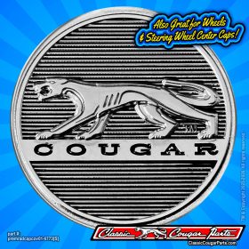 PREMIUM Cougar Cat Valve Cover Breather Emblem/Radiator Cap Emblem/Steering Wheel Emblem/Wheel Center Cap Emblems (Official Cougar brand) part #: premradcapcov01-6773[S]